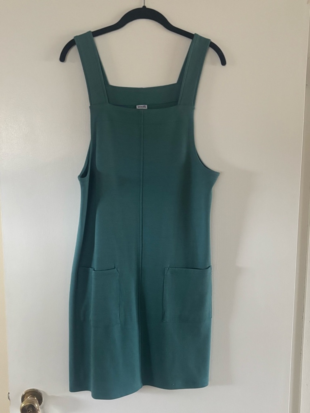ITEM HAS SOLD Wool& Goldie Pinafore Dress size medium in silver jade